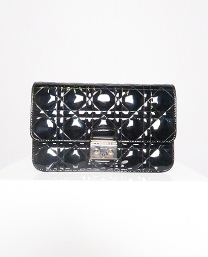 Miss Diori Bag, &pound;650, Handbags, Black, Patent Leather, Front view
